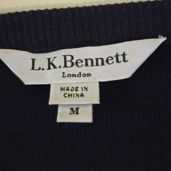 L.K. Bennett Sloane Blue CD Fern Cropped Cardigan Shrug Top Hook Closure Size M - Picture 3 of 5